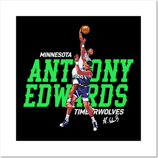 Anthony Edwards Wolves Dunk Posters and Art